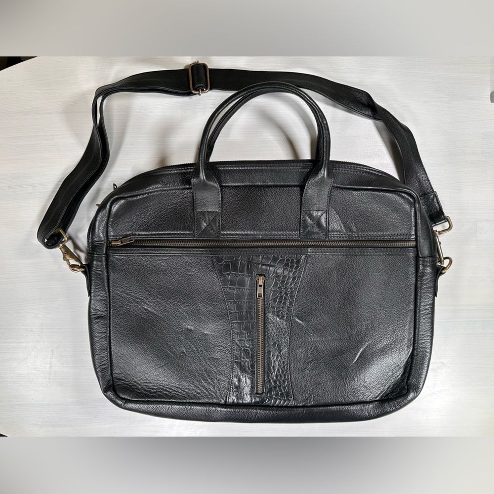 New real leather laptop, travel bag crocodile snake texture work business mens